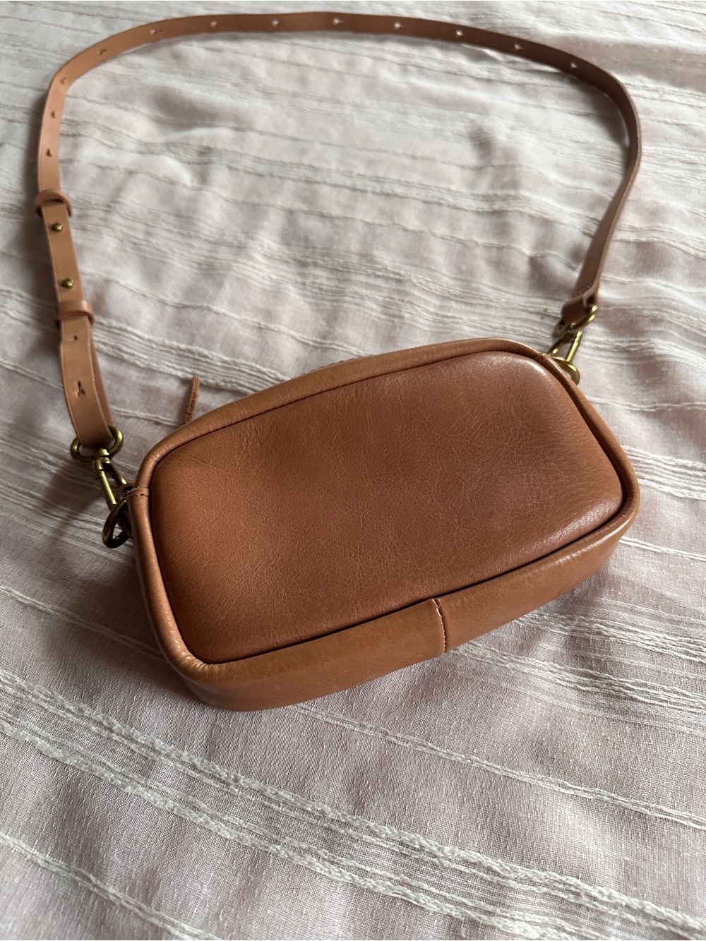 MADEWELL The Leather Carabiner Mini Crossbody Bag | Warm Hickory Tan - Picture 1 of 14
